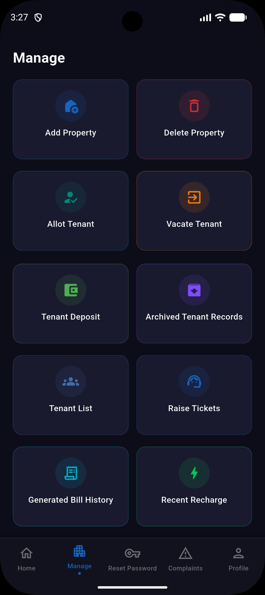 Rent bill screen